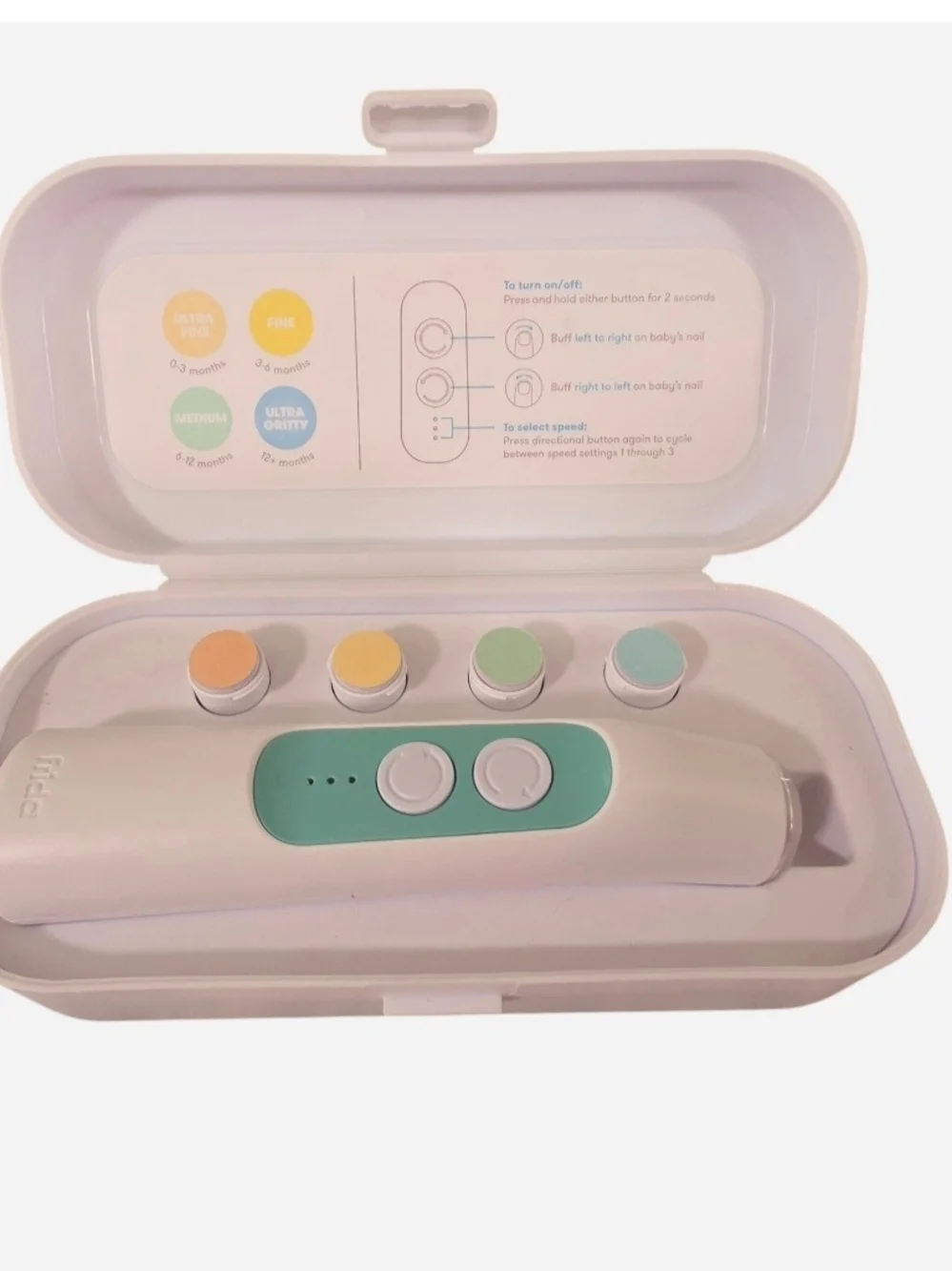 Frida baby Electric Nail Buffer in White & Mint